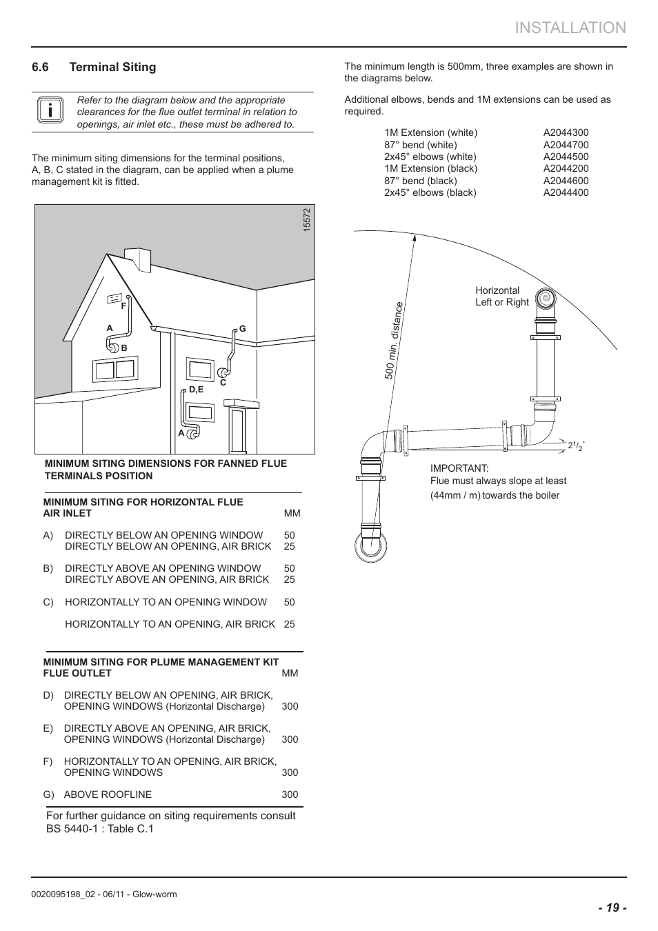 Installation | Glow-worm Flue User Manual | Page 19 / 28