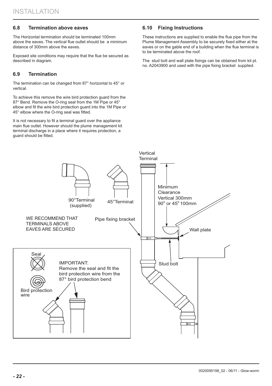 Installation | Glow-worm Flue User Manual | Page 22 / 28