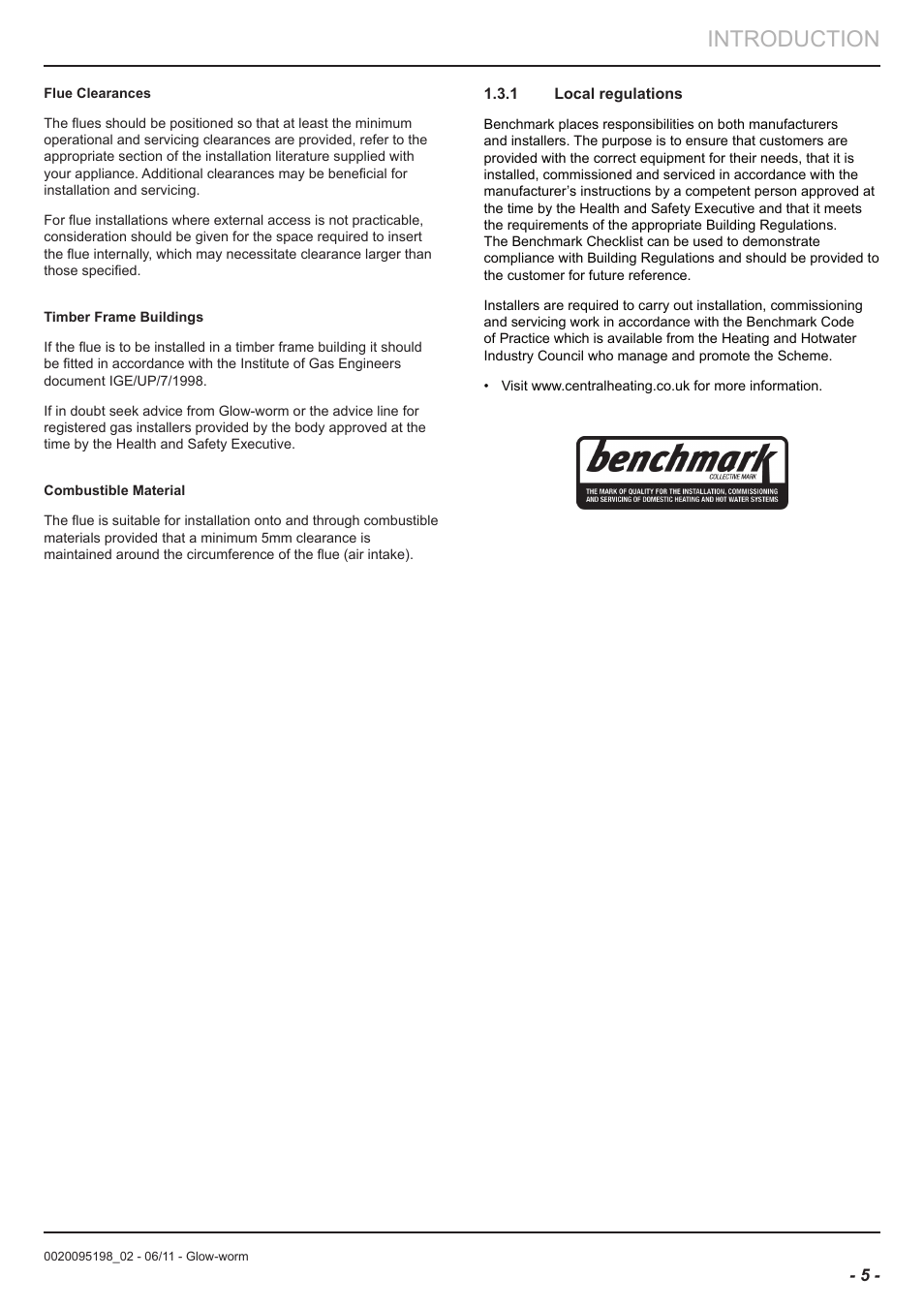 Introduction | Glow-worm Flue User Manual | Page 5 / 28