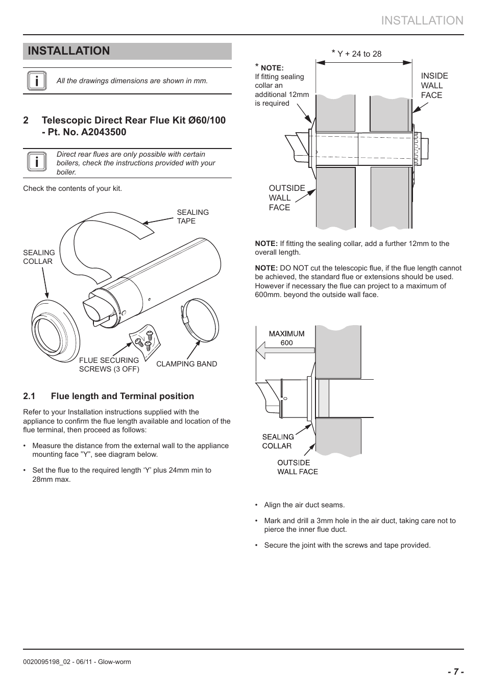 Installation | Glow-worm Flue User Manual | Page 7 / 28