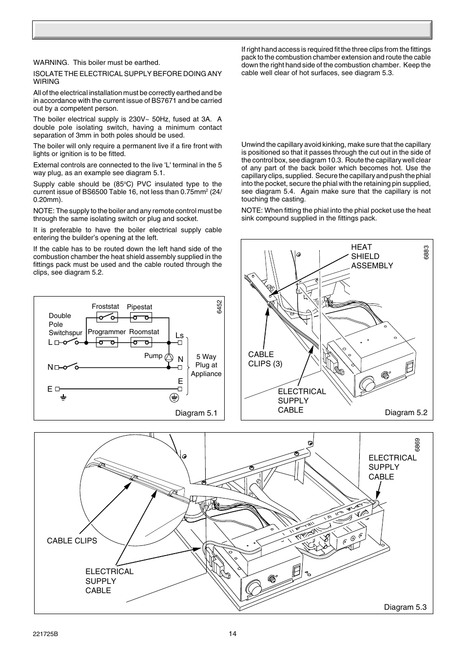 5 electrical wiring | Glow-worm 56/3e Back Boiler User Manual | Page 14 / 32