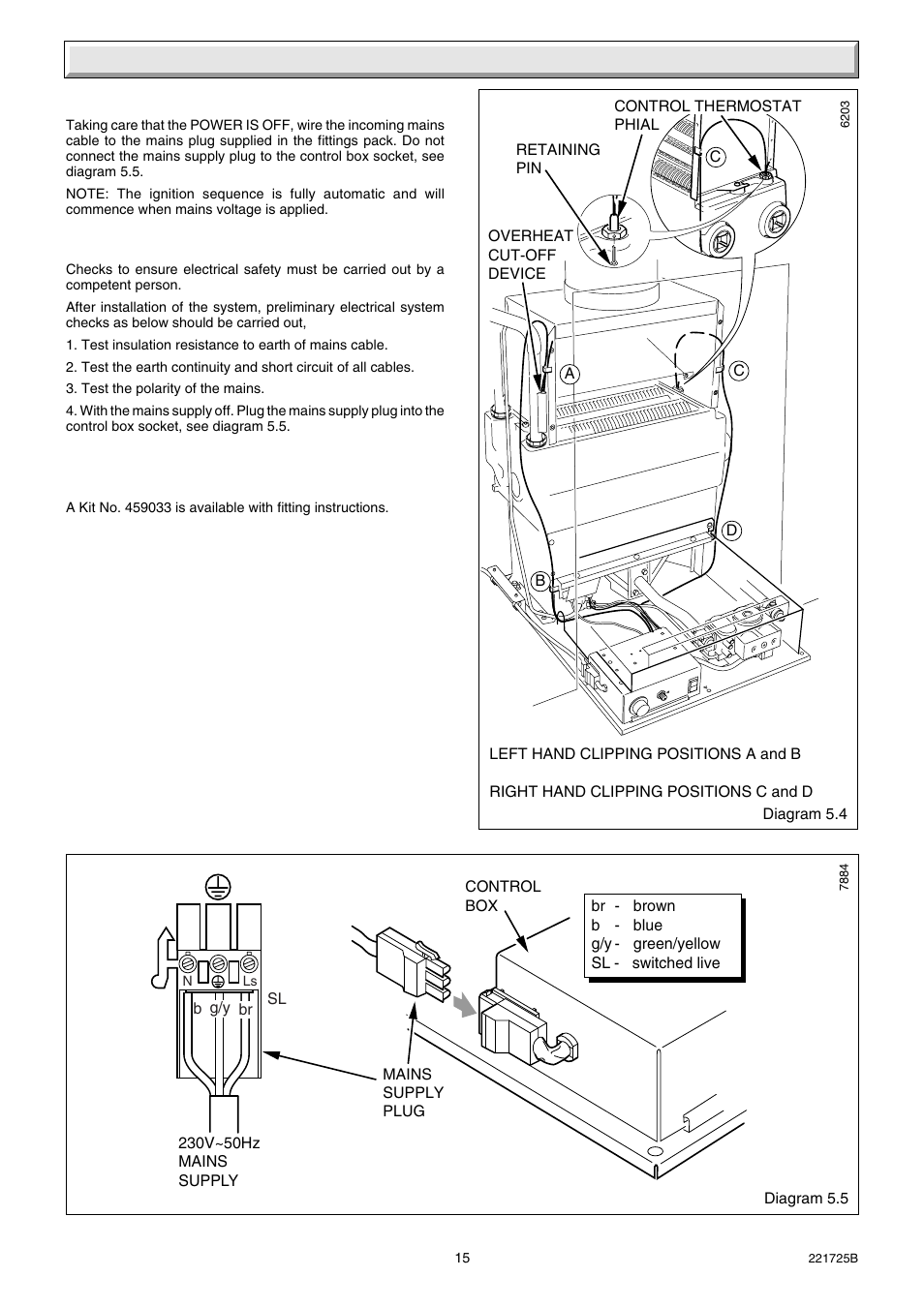5 electrical wiring | Glow-worm 56/3e Back Boiler User Manual | Page 15 / 32