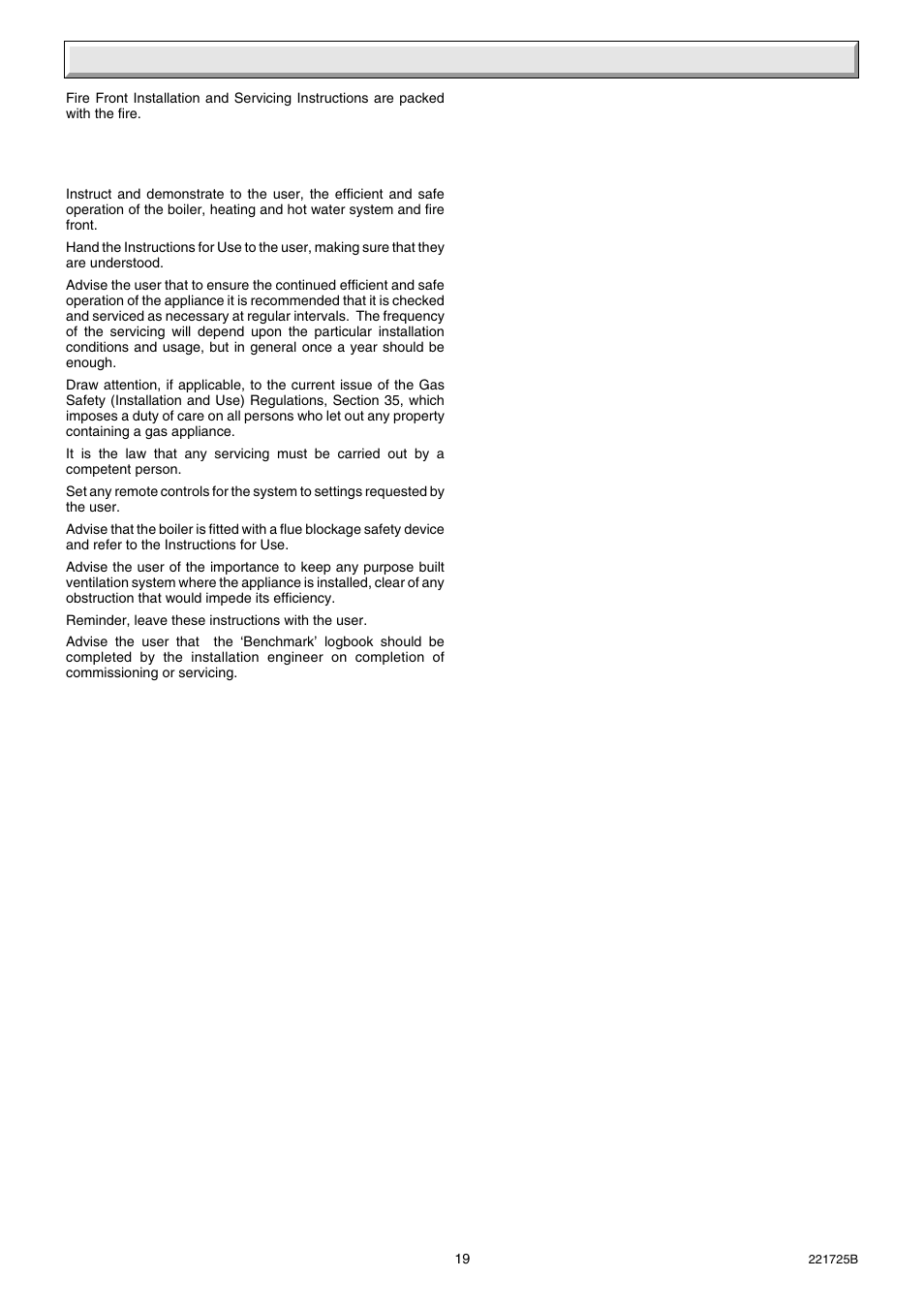 7 fire installation | Glow-worm 56/3e Back Boiler User Manual | Page 19 / 32