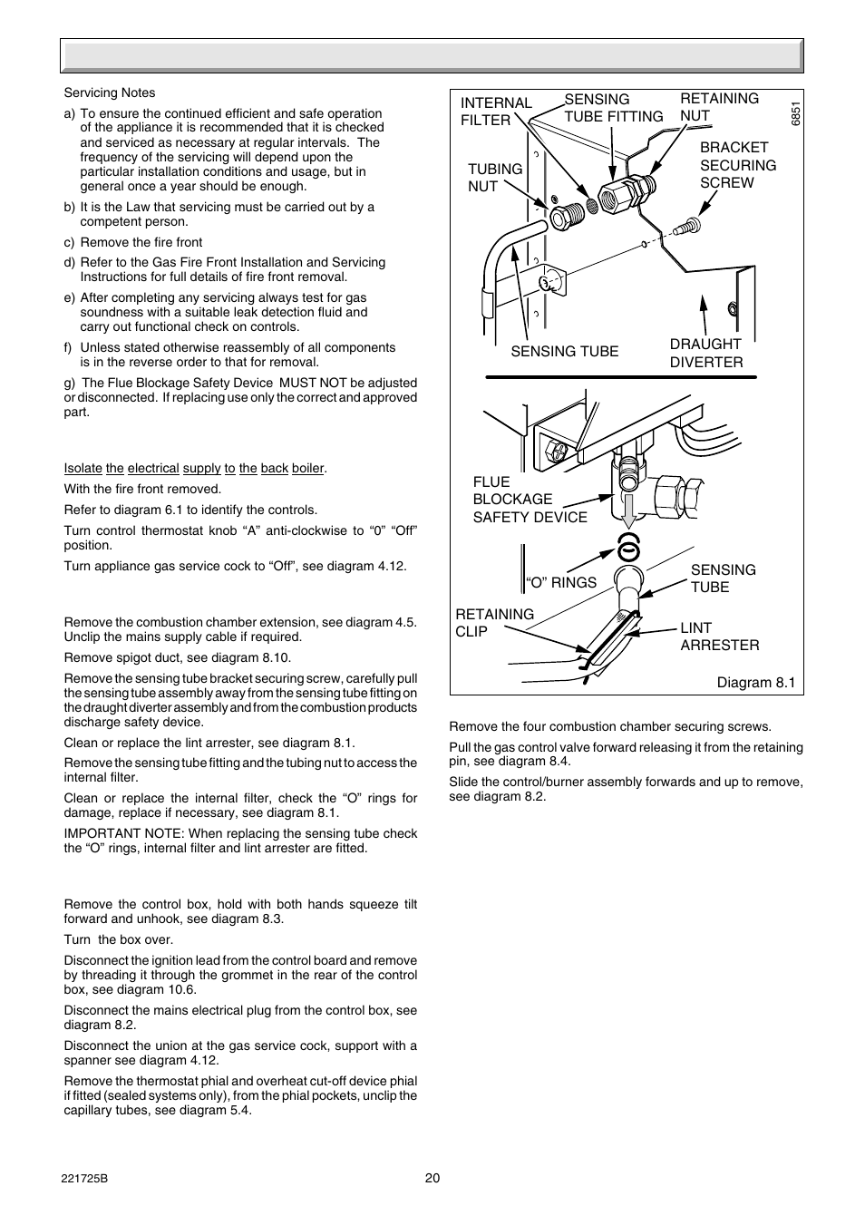 8 servicing | Glow-worm 56/3e Back Boiler User Manual | Page 20 / 32