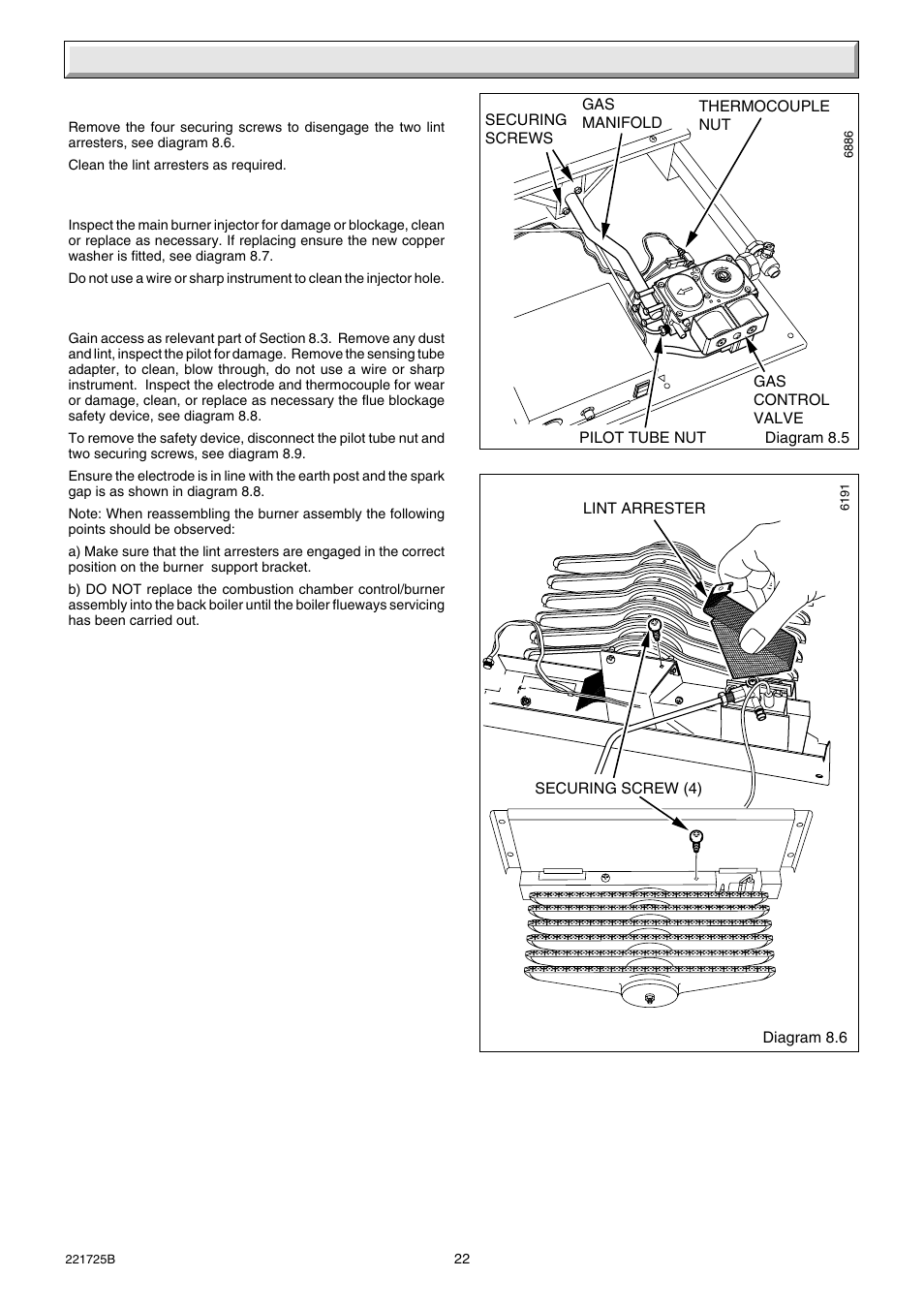 8 servicing | Glow-worm 56/3e Back Boiler User Manual | Page 22 / 32