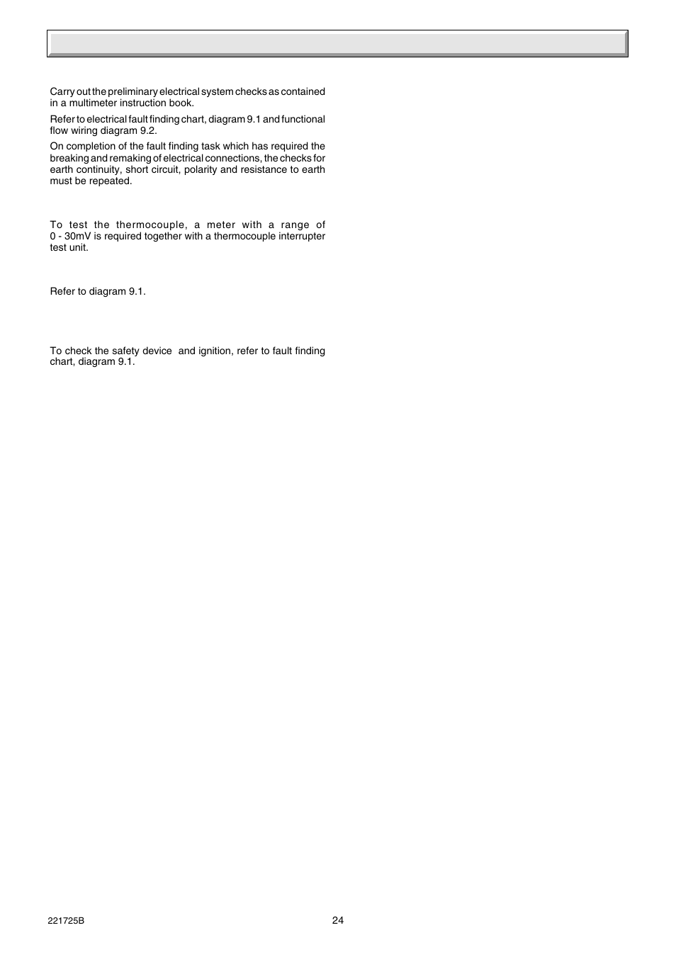 9 fault finding | Glow-worm 56/3e Back Boiler User Manual | Page 24 / 32