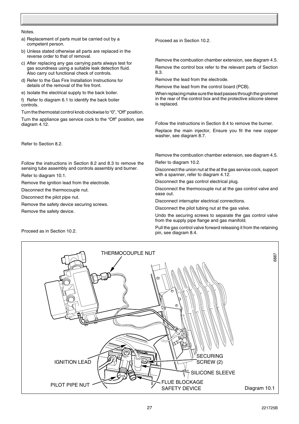 10 replacement of parts | Glow-worm 56/3e Back Boiler User Manual | Page 27 / 32