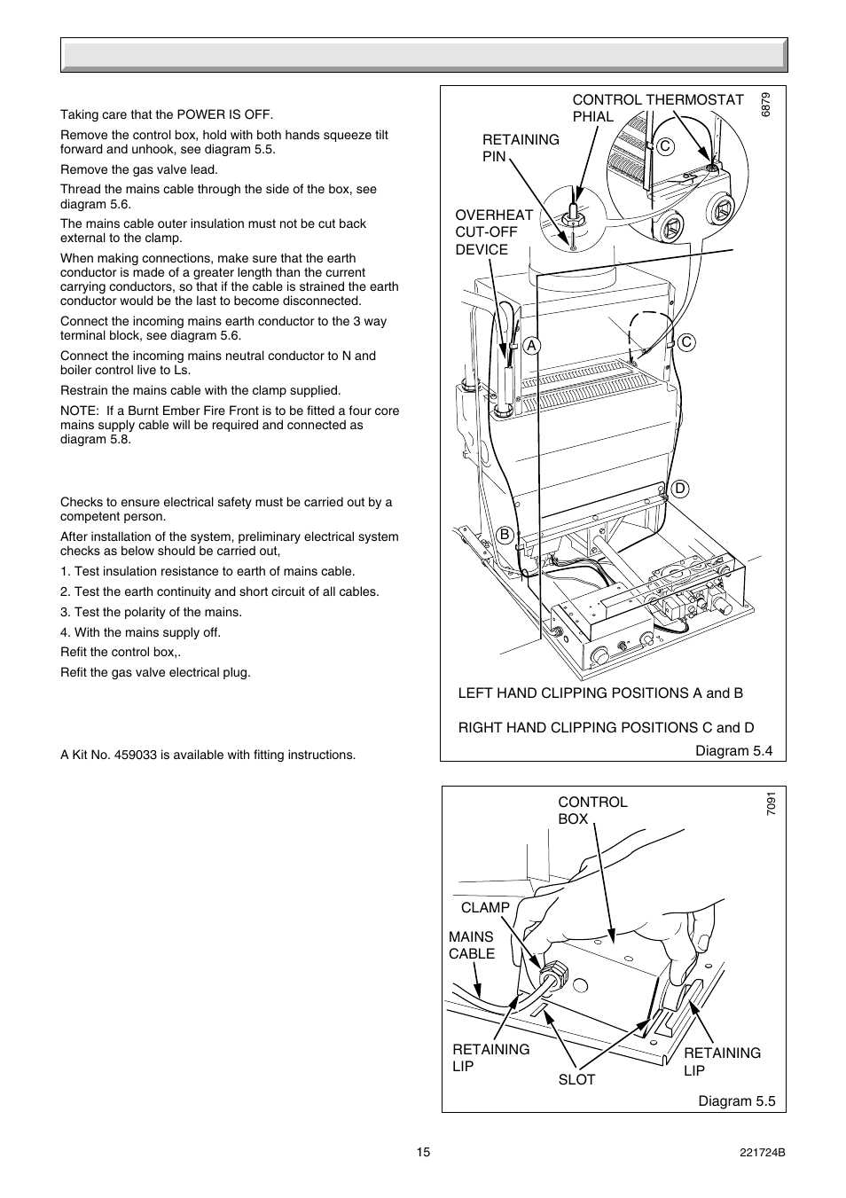 5 electrical wiring | Glow-worm 56/3 Back Boiler User Manual | Page 15 / 28