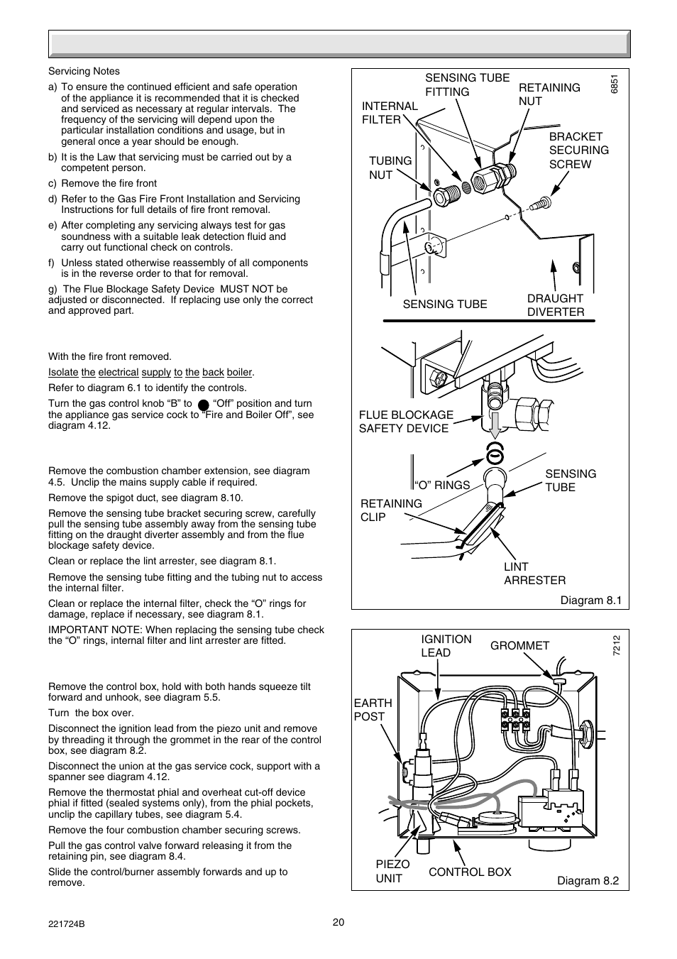 8 servicing | Glow-worm 56/3 Back Boiler User Manual | Page 20 / 28