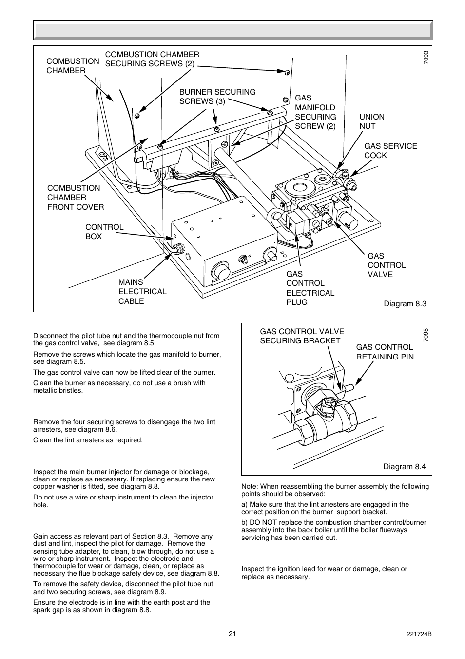 8 servicing | Glow-worm 56/3 Back Boiler User Manual | Page 21 / 28