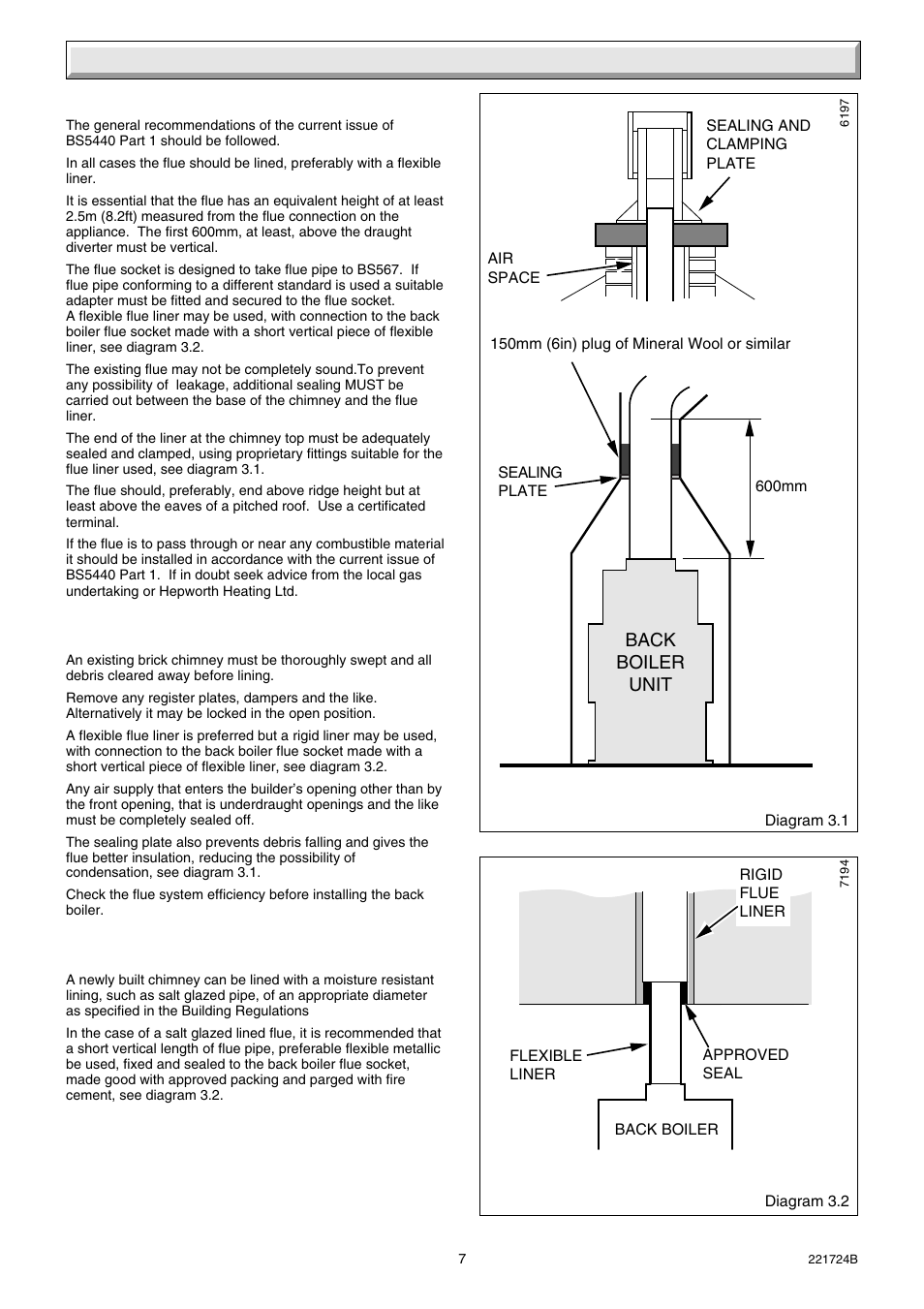 3 flue and ventilation, Back boiler unit | Glow-worm 56/3 Back Boiler User Manual | Page 7 / 28