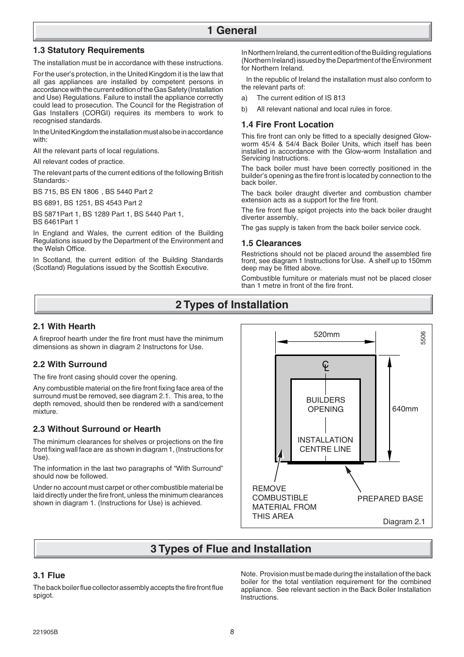 1 general, 2 types of installation, 3 types of flue and installation | Glow-worm Heartbeat 4 User Manual | Page 8 / 20