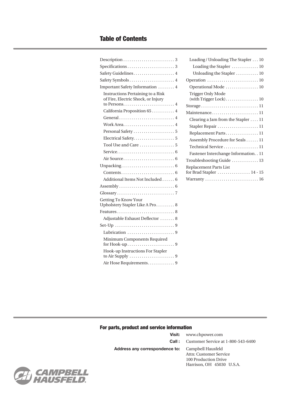 Campbell Hausfeld IN729800AV User Manual | Page 2 / 48