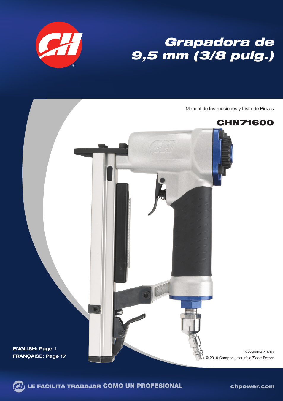 Grapadora de 9,5 mm (3/8 pulg.) | Campbell Hausfeld IN729800AV User Manual | Page 33 / 48