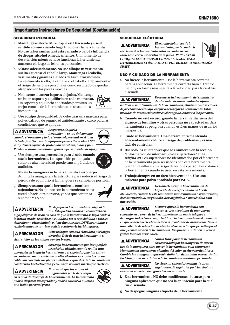 Campbell Hausfeld IN729800AV User Manual | Page 37 / 48