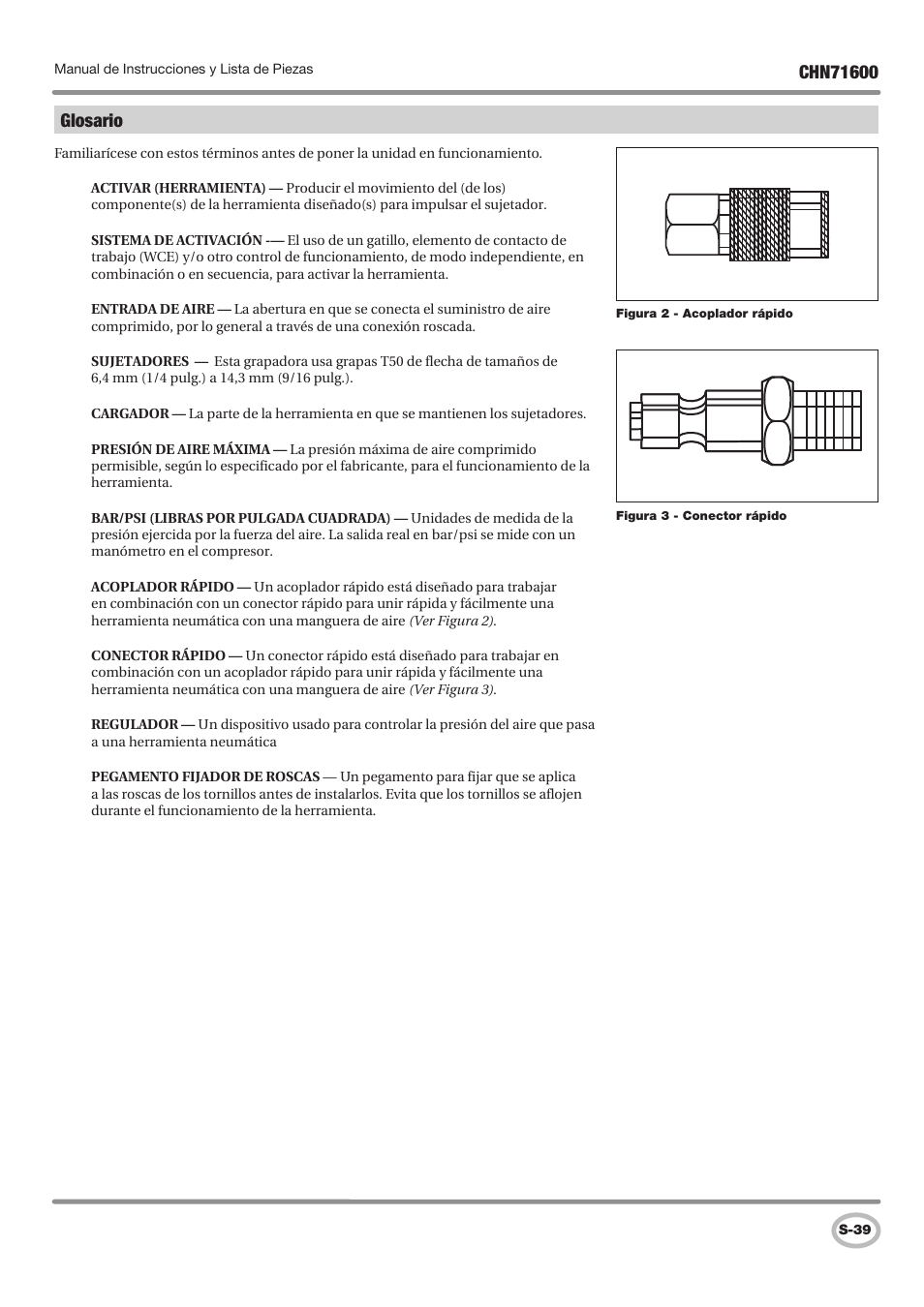 Glosario | Campbell Hausfeld IN729800AV User Manual | Page 39 / 48