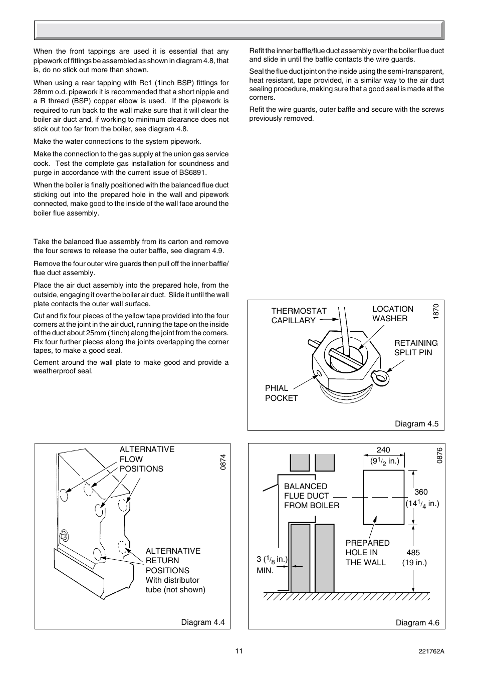 4 installation | Glow-worm Hideaway 70BF User Manual | Page 11 / 24