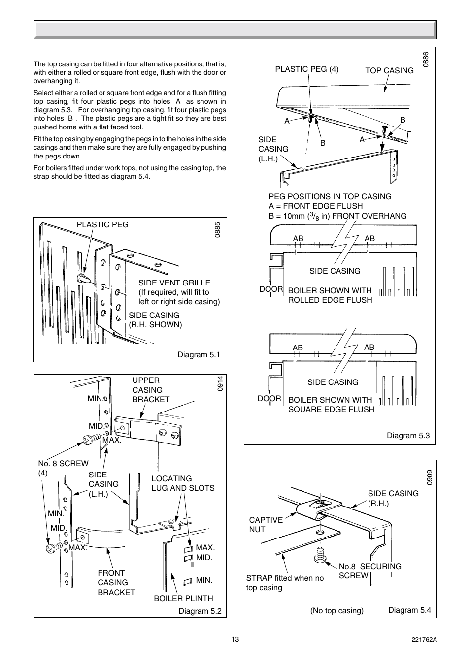 5 casing location / fitting | Glow-worm Hideaway 70BF User Manual | Page 13 / 24
