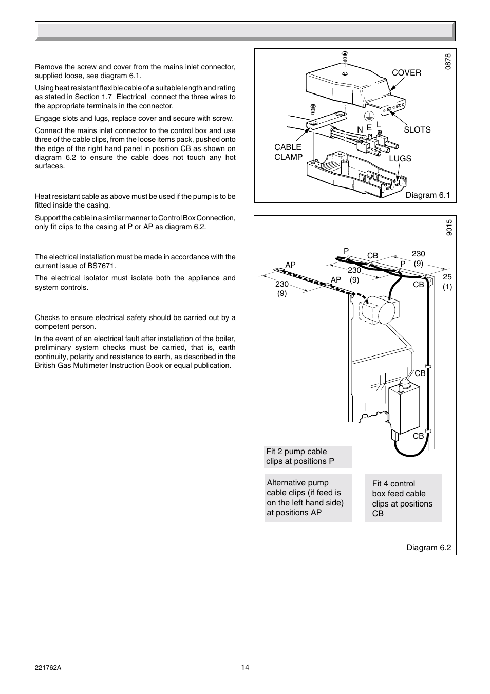 6 electrical wiring | Glow-worm Hideaway 70BF User Manual | Page 14 / 24