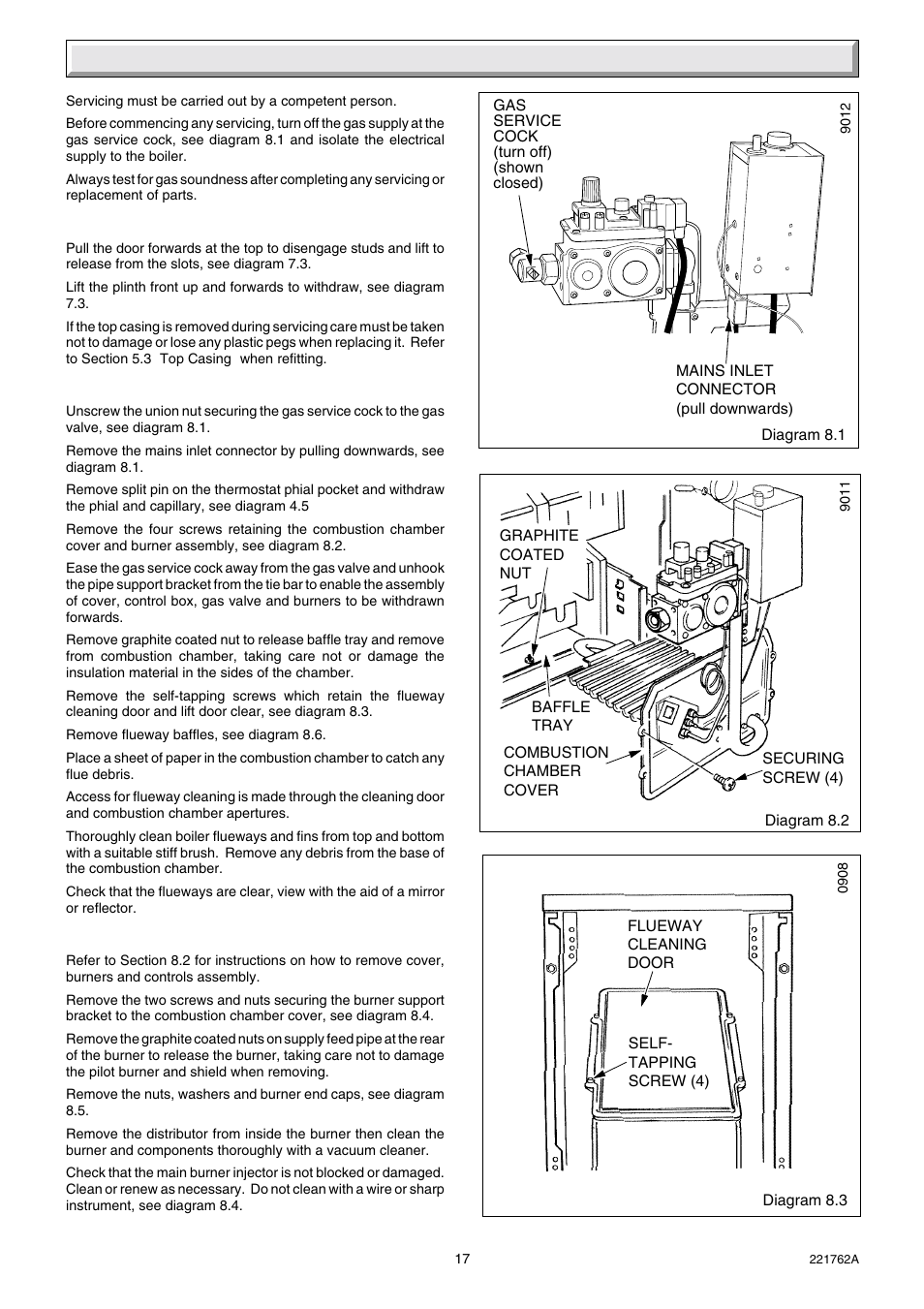 8 servicing | Glow-worm Hideaway 70BF User Manual | Page 17 / 24