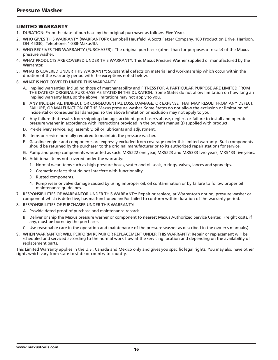Pressure washer | Campbell Hausfeld IN469102AV User Manual | Page 16 / 32