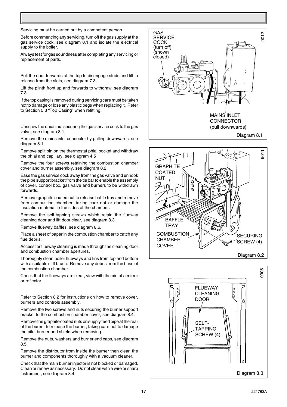 8 servicing | Glow-worm Hideaway 80BF User Manual | Page 17 / 24