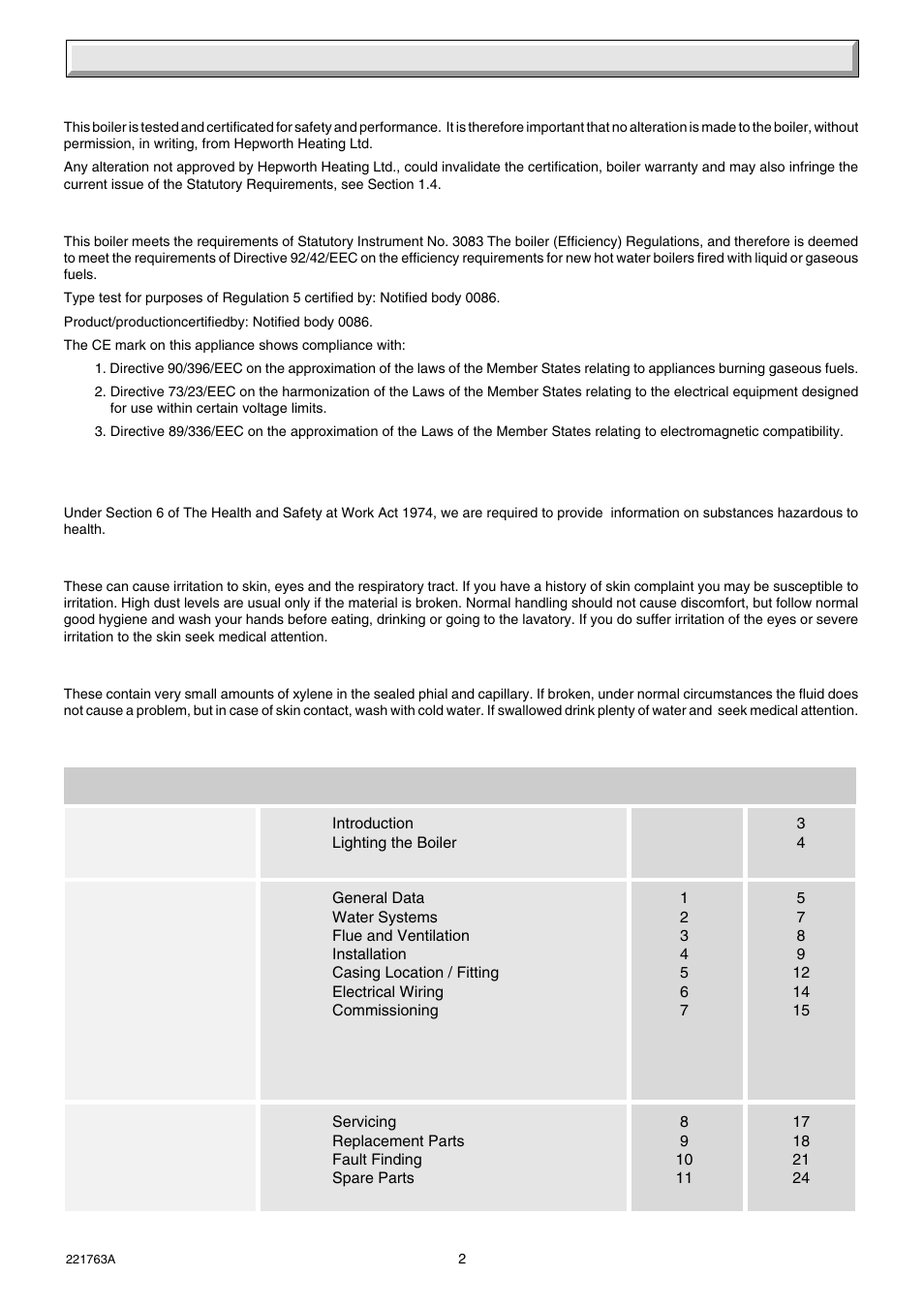 Important information | Glow-worm Hideaway 80BF User Manual | Page 2 / 24