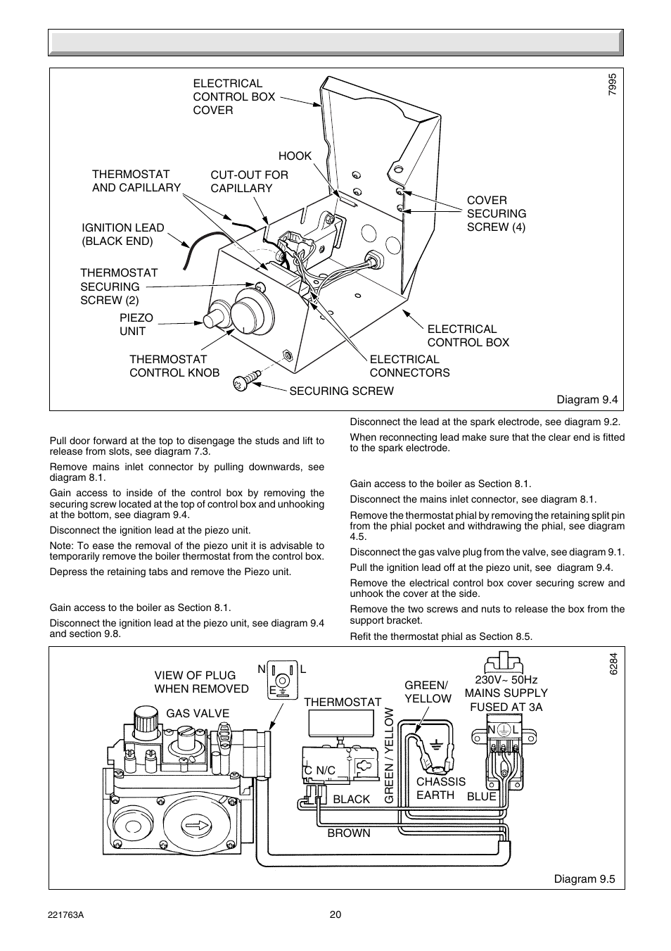 9 replacement of parts | Glow-worm Hideaway 80BF User Manual | Page 20 / 24