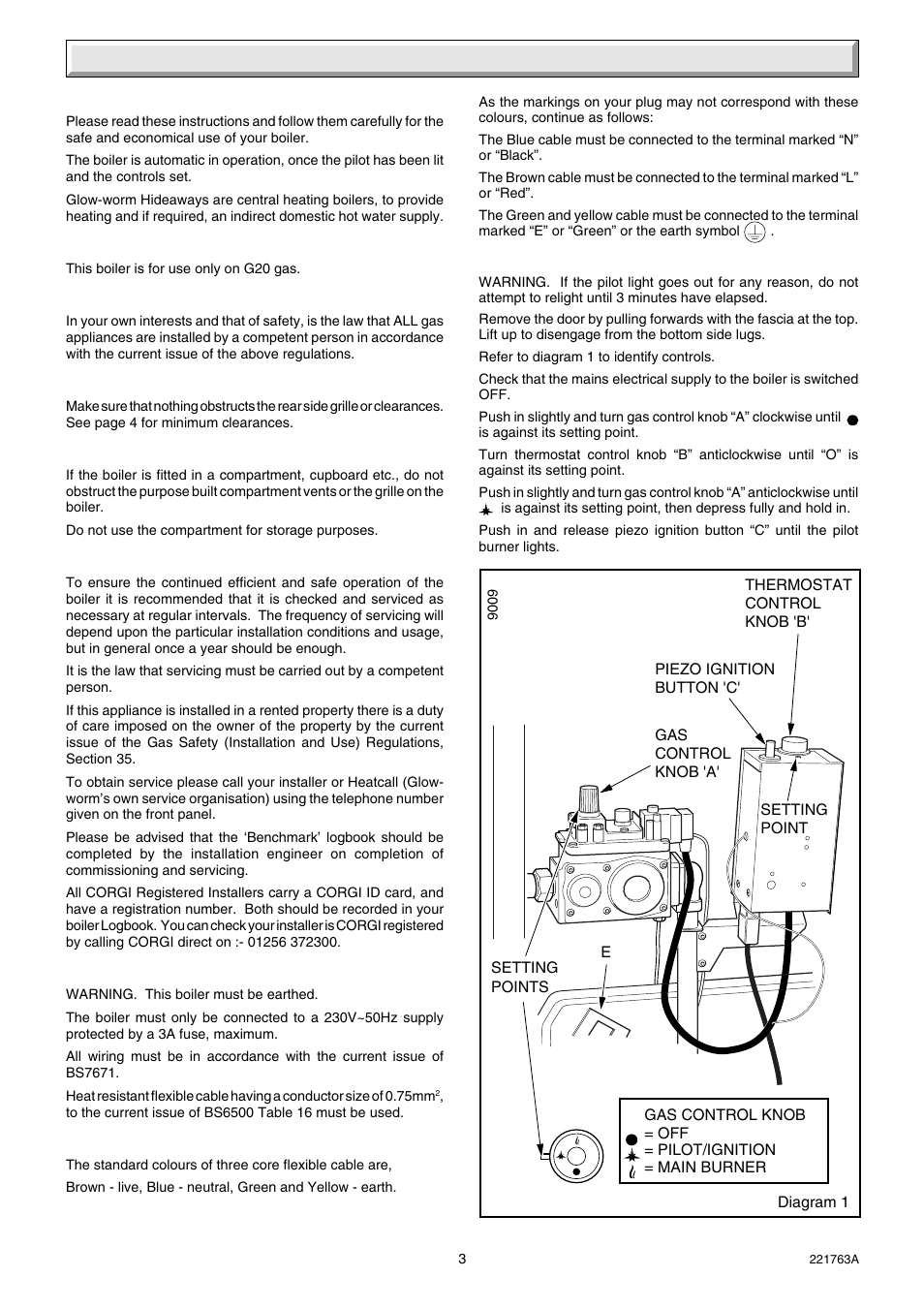 Instructions for use | Glow-worm Hideaway 80BF User Manual | Page 3 / 24