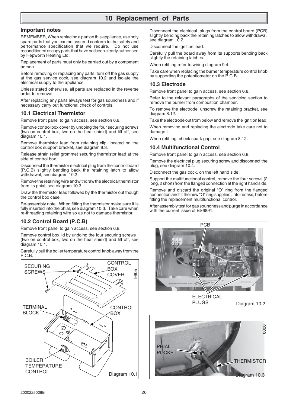 10 replacement of parts | Glow-worm Hideaway 80CFF User Manual | Page 26 / 28