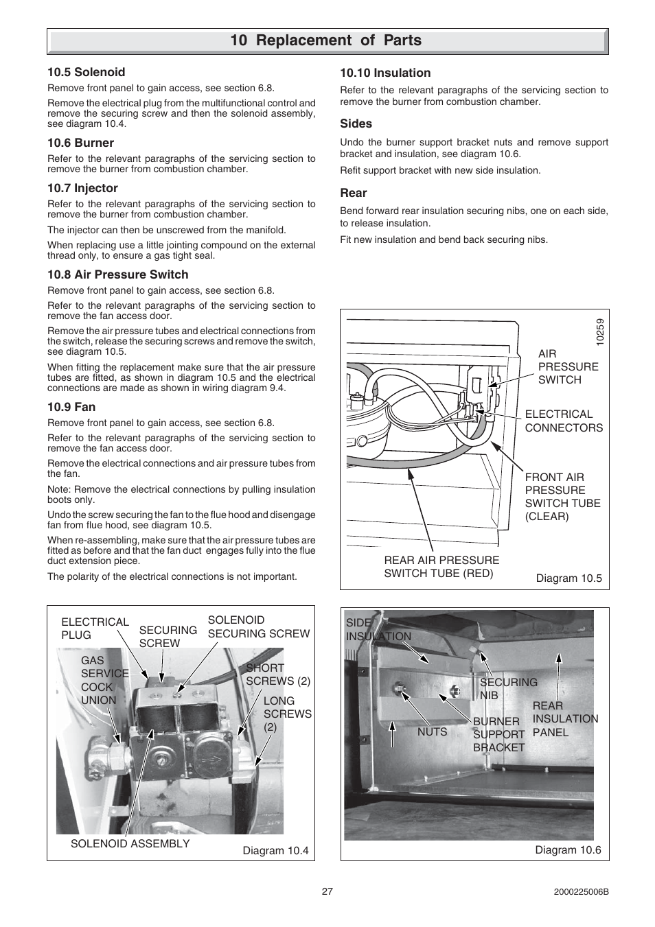 10 replacement of parts | Glow-worm Hideaway 80CFF User Manual | Page 27 / 28