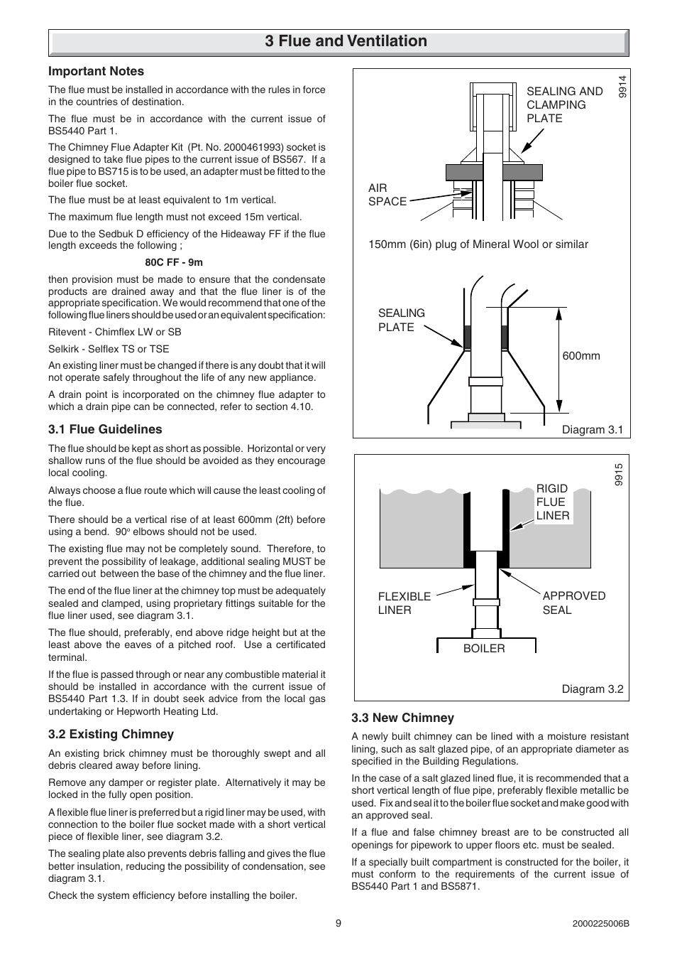 3 flue and ventilation | Glow-worm Hideaway 80CFF User Manual | Page 9 / 28