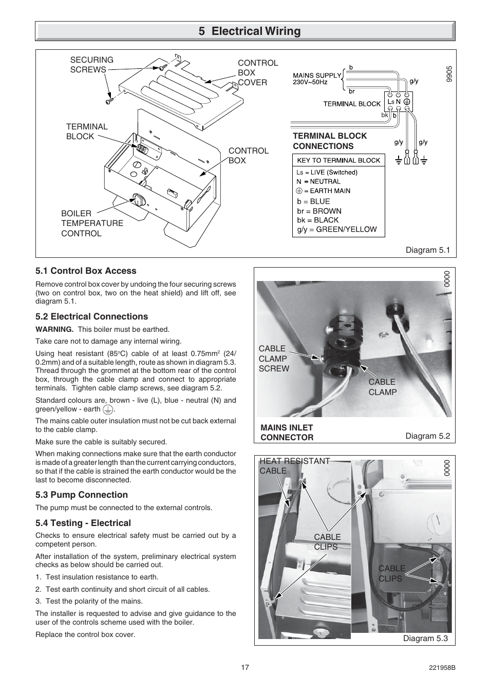 5 electrical wiring | Glow-worm Hideaway 80BFF User Manual | Page 17 / 28