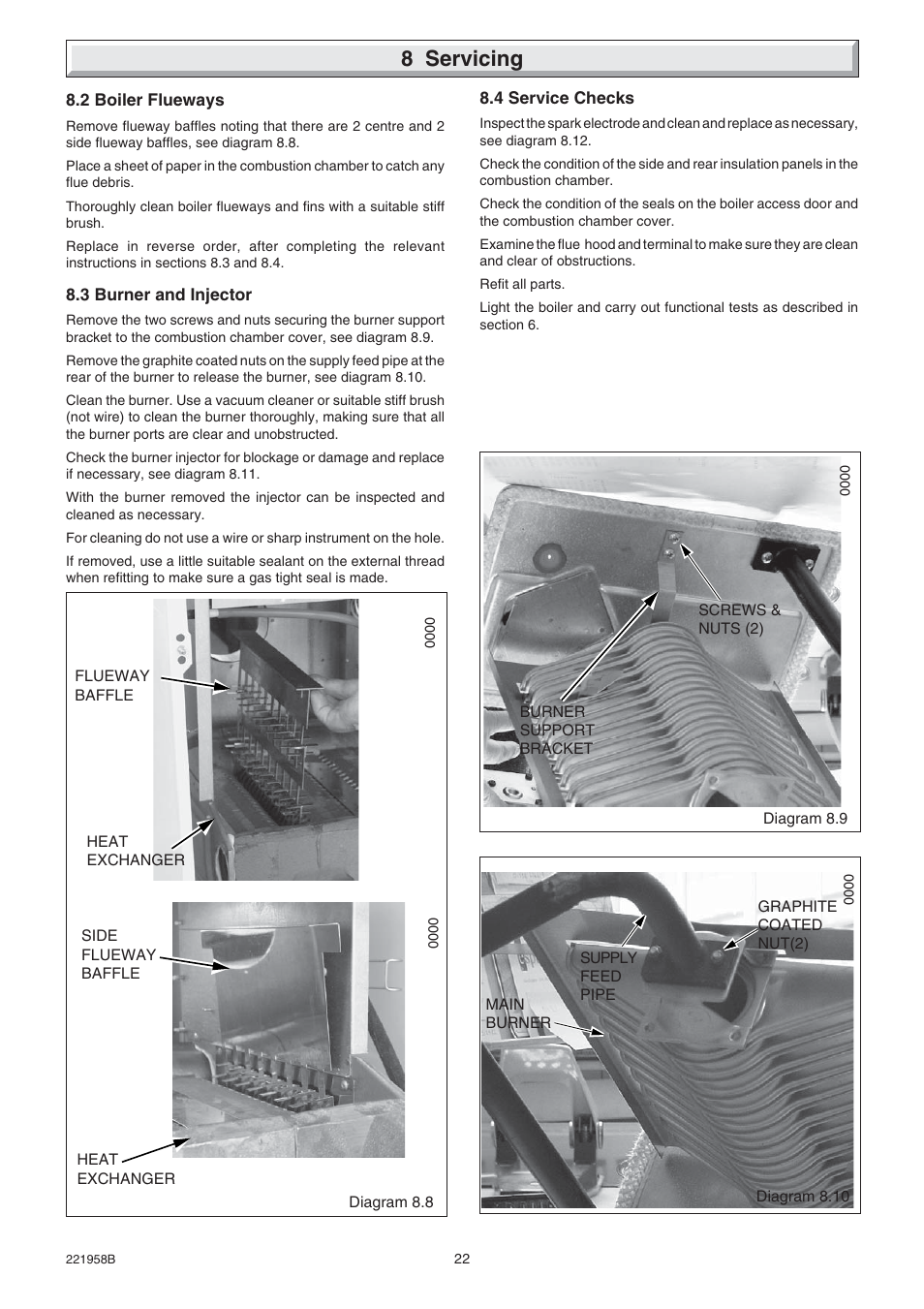 8 servicing | Glow-worm Hideaway 80BFF User Manual | Page 22 / 28