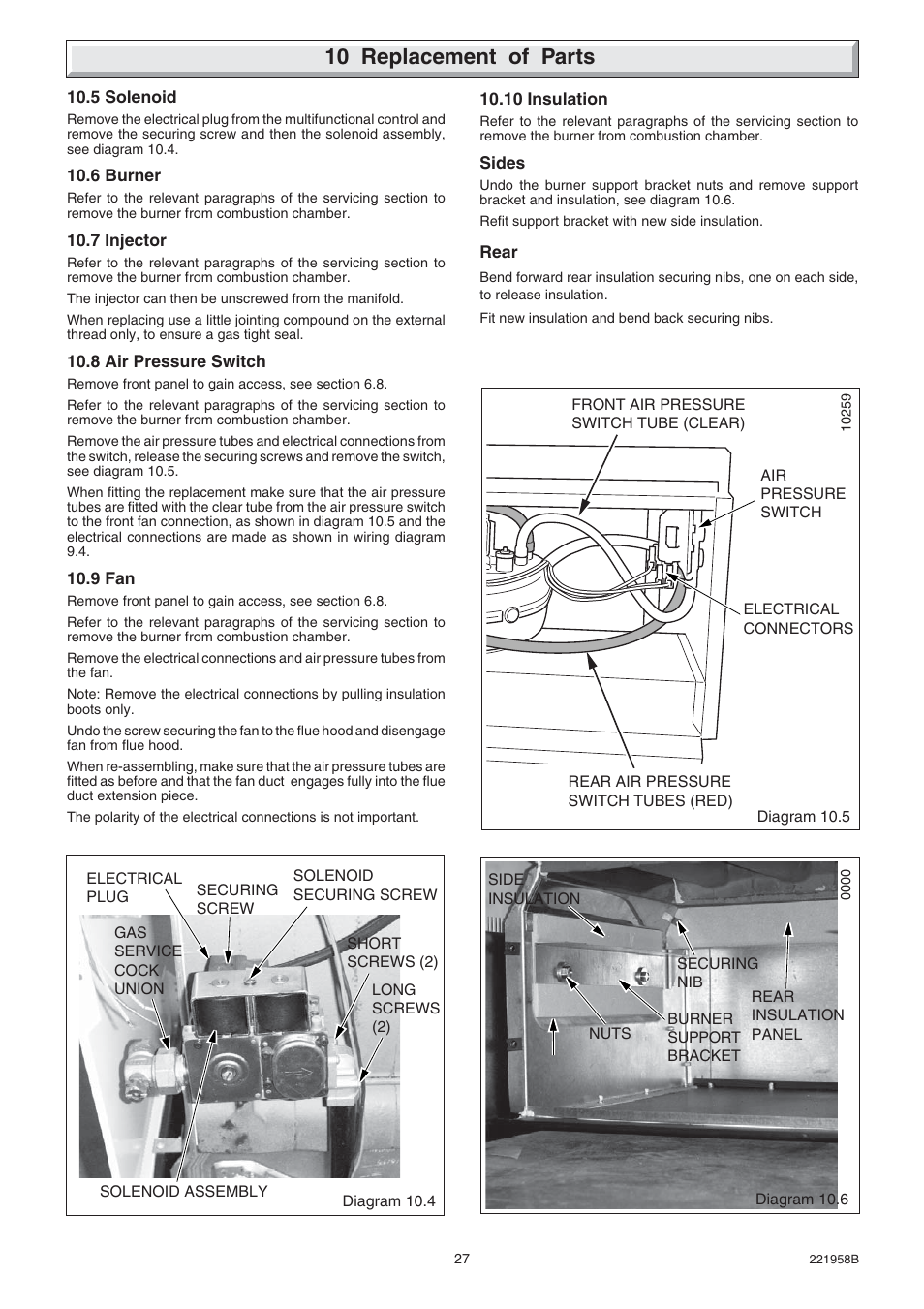10 replacement of parts | Glow-worm Hideaway 80BFF User Manual | Page 27 / 28