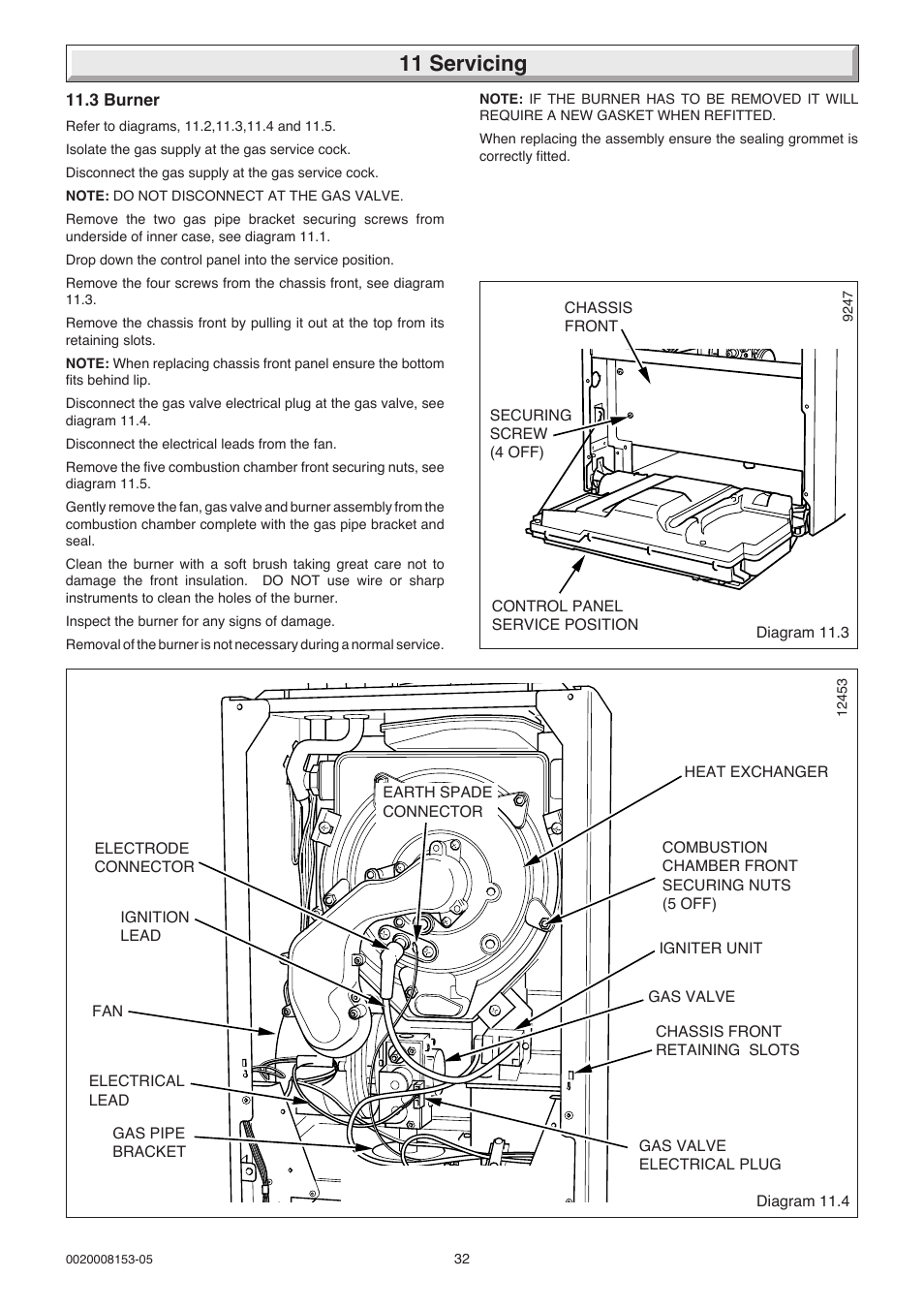 11 servicing | Glow-worm hxi and Gas Valve User Manual | Page 32 / 48