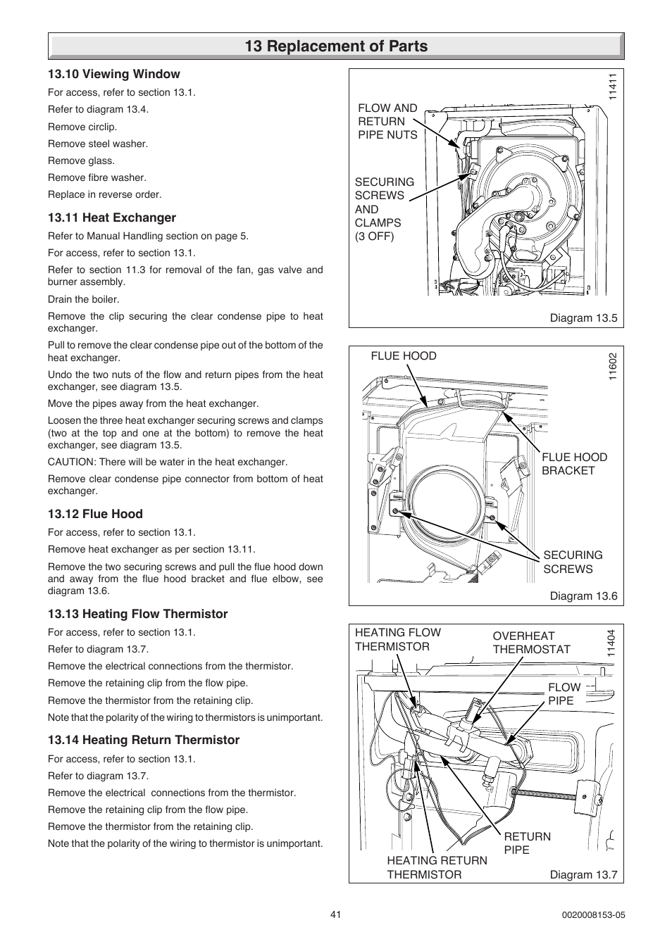 13 replacement of parts | Glow-worm hxi and Gas Valve User Manual | Page 41 / 48