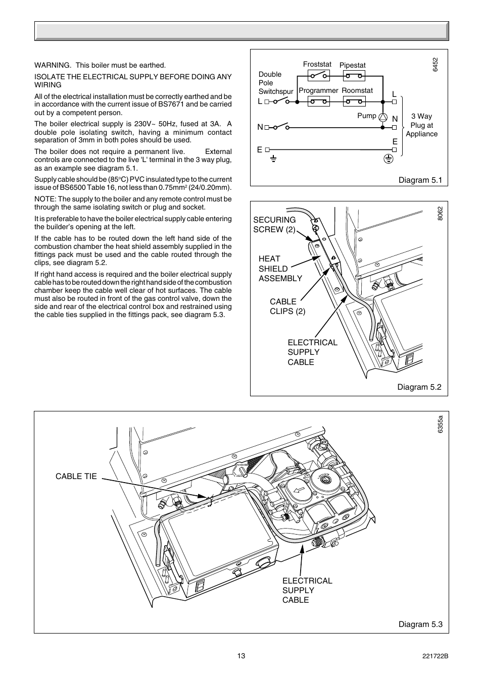 5 electrical wiring | Glow-worm Inset 40BBU User Manual | Page 13 / 28