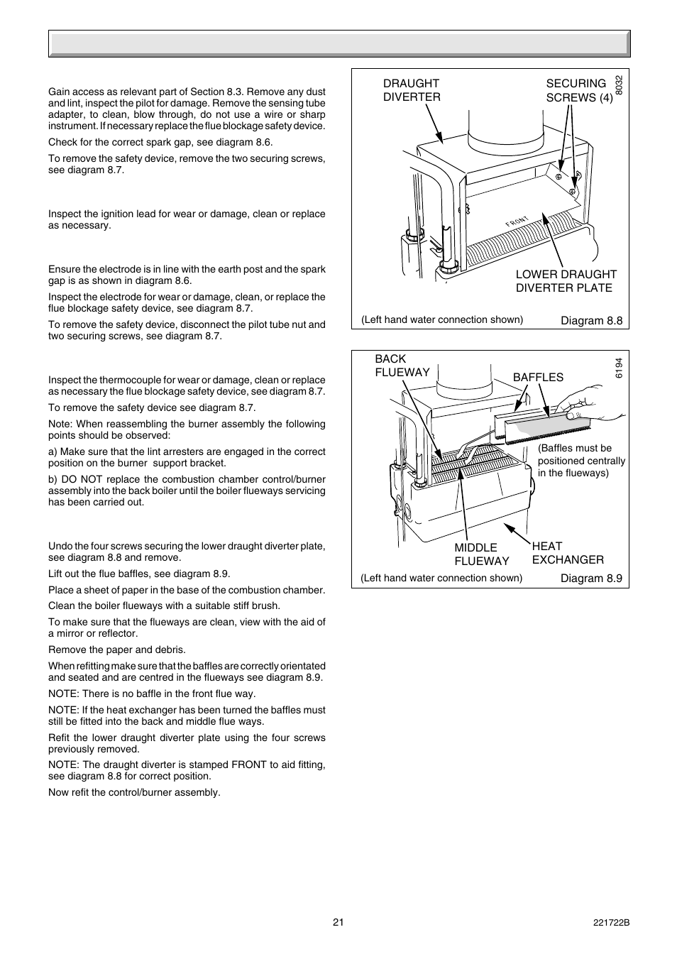 8 servicing | Glow-worm Inset 40BBU User Manual | Page 21 / 28
