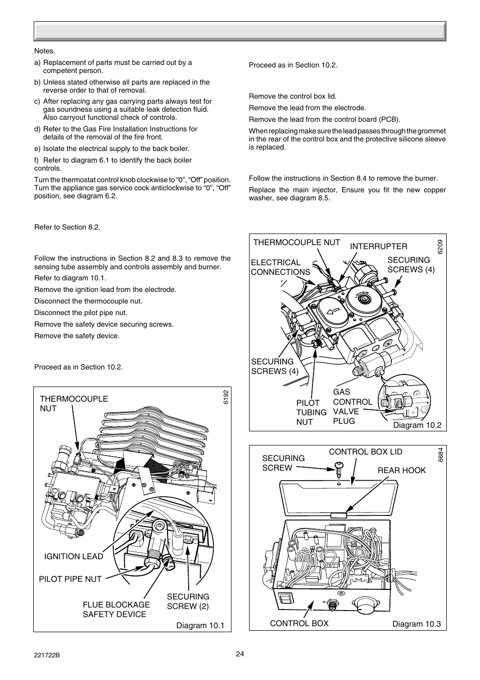 10 replacement of parts | Glow-worm Inset 40BBU User Manual | Page 24 / 28