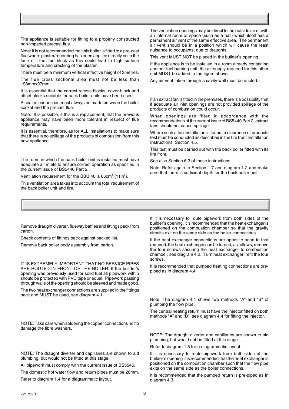 3 flue and ventilation, 4 installation | Glow-worm Inset 40BBU User Manual | Page 8 / 28