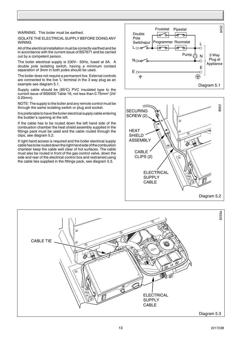 5 electrical wiring | Glow-worm Inset BBU50 User Manual | Page 13 / 28