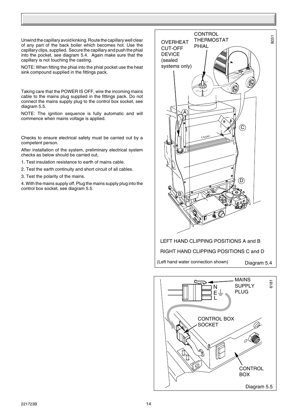 5 electrical wiring | Glow-worm Inset BBU50 User Manual | Page 14 / 28