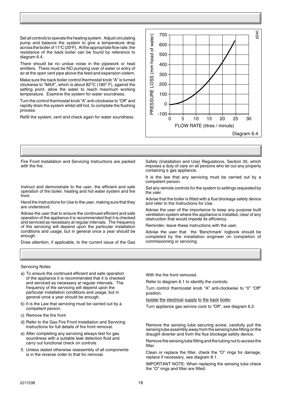 6 commissioning, 7 fire installation 8 servicing | Glow-worm Inset BBU50 User Manual | Page 18 / 28