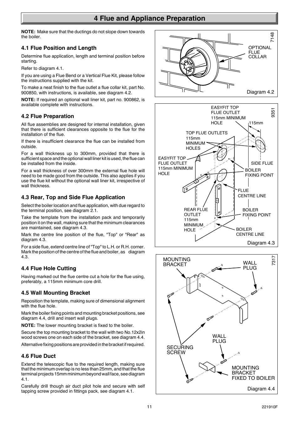4 flue and appliance preparation | Glow-worm Micron 30FF User Manual | Page 11 / 28