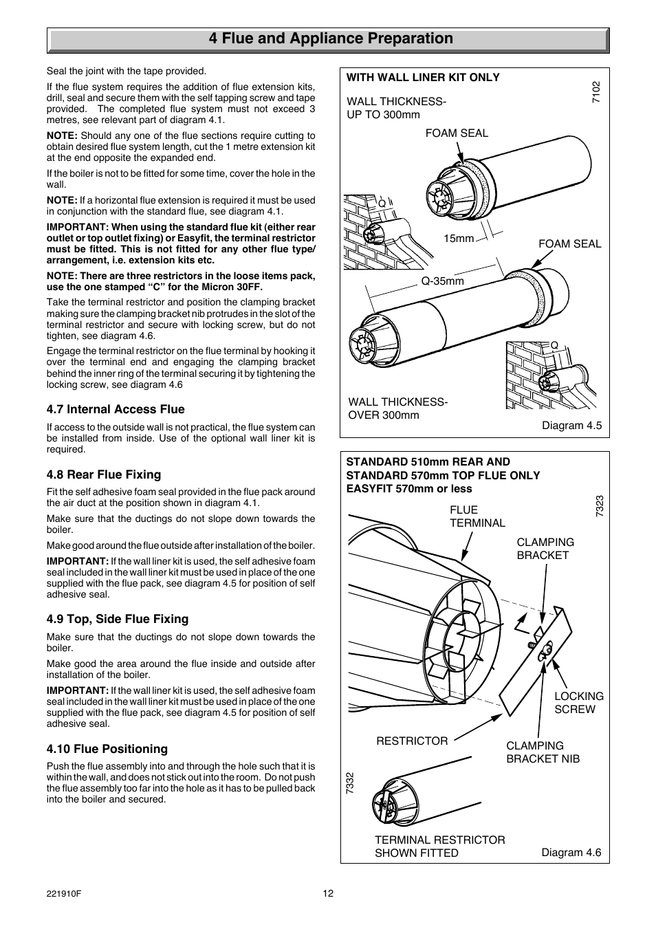 4 flue and appliance preparation | Glow-worm Micron 30FF User Manual | Page 12 / 28