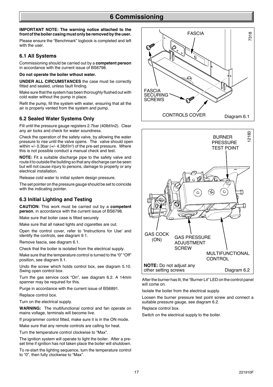 6 commissioning | Glow-worm Micron 30FF User Manual | Page 17 / 28