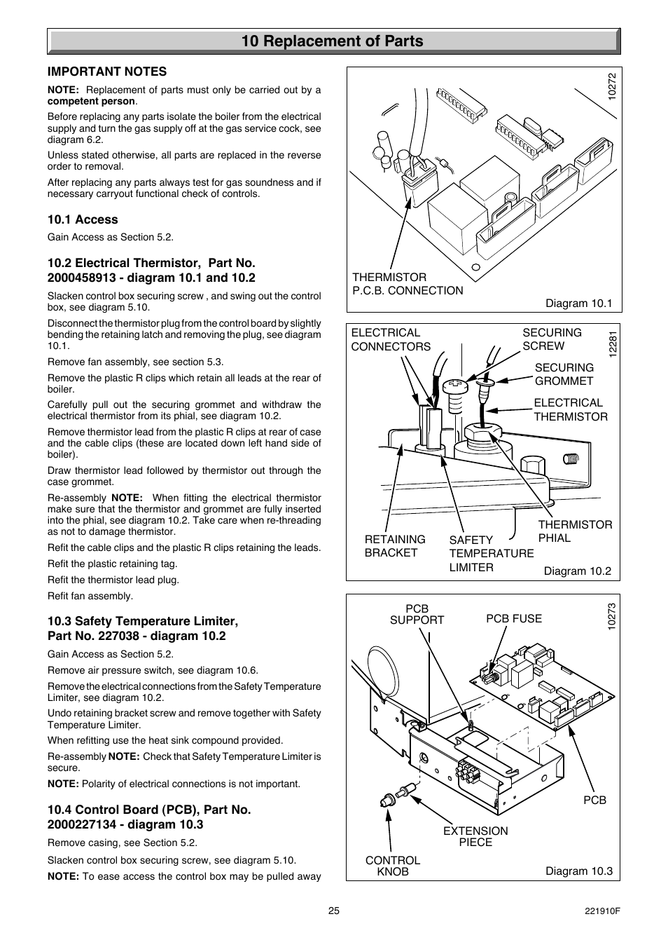 10 replacement of parts | Glow-worm Micron 30FF User Manual | Page 25 / 28