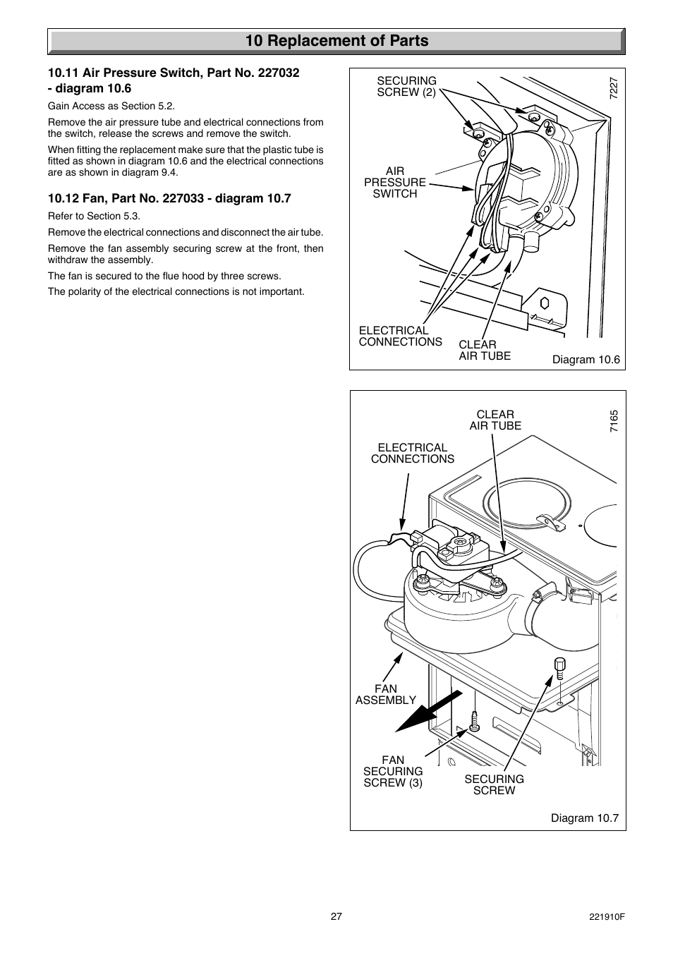 10 replacement of parts | Glow-worm Micron 30FF User Manual | Page 27 / 28