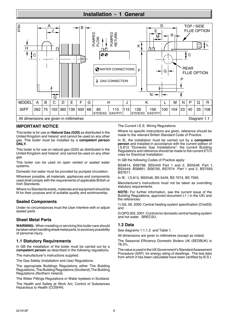 Installation - 1 general | Glow-worm Micron 30FF User Manual | Page 4 / 28
